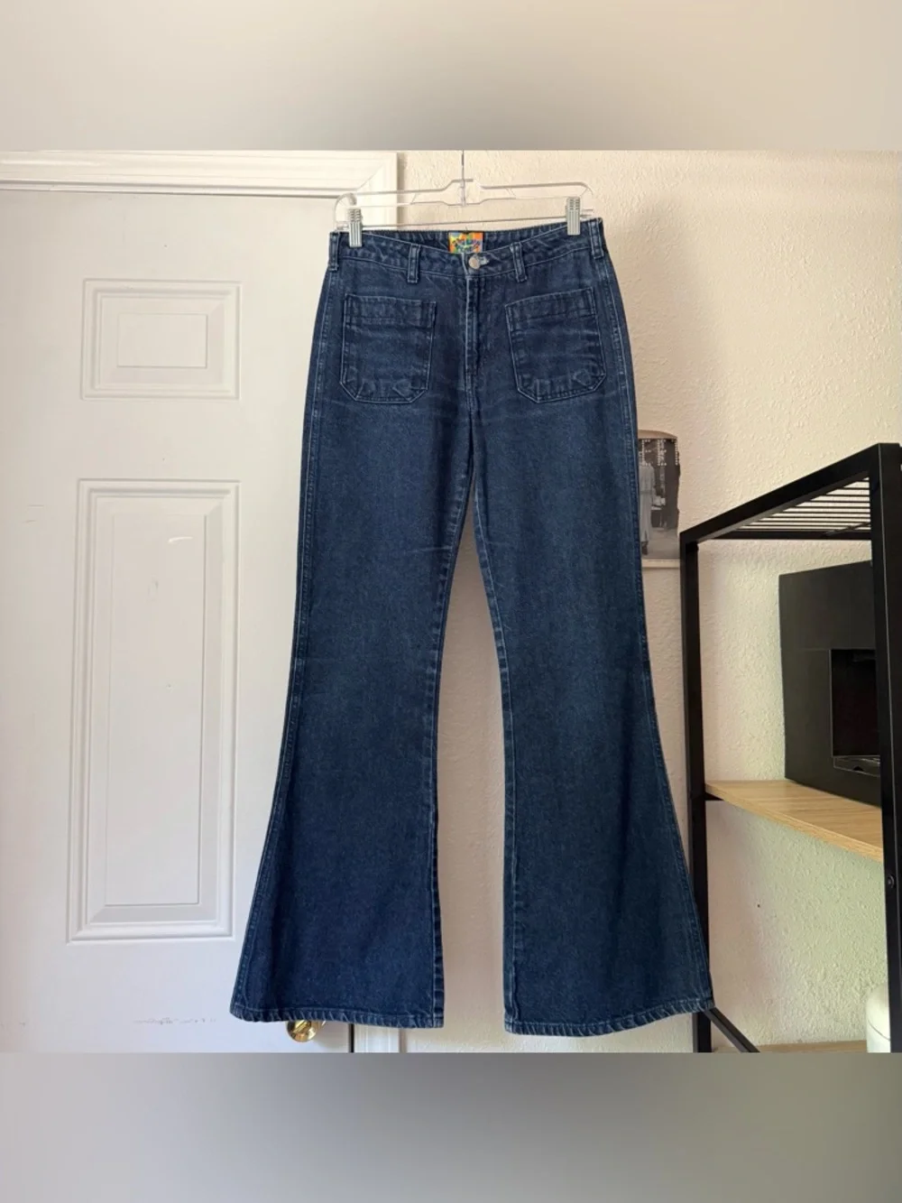 PARIS BLUES vintage dark‎ blue denim bootcut flare cotton jeans